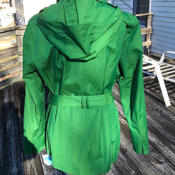 emerald green raincoat